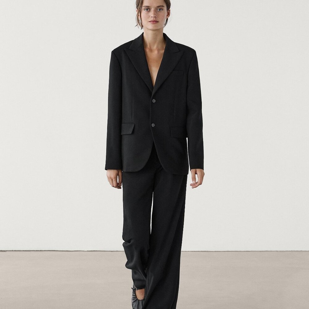 Massimo Dutti Crepe blazer with buttons